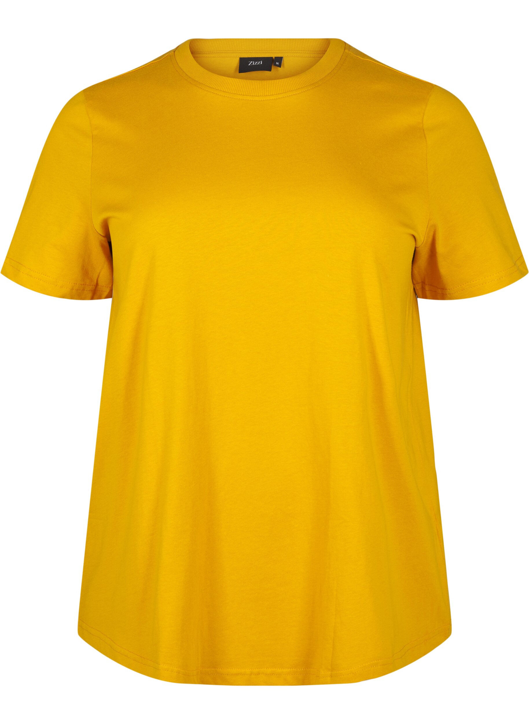 ZizziT-shirt basique en coton &agrave; col rond, Jaune, Packshot image number 0