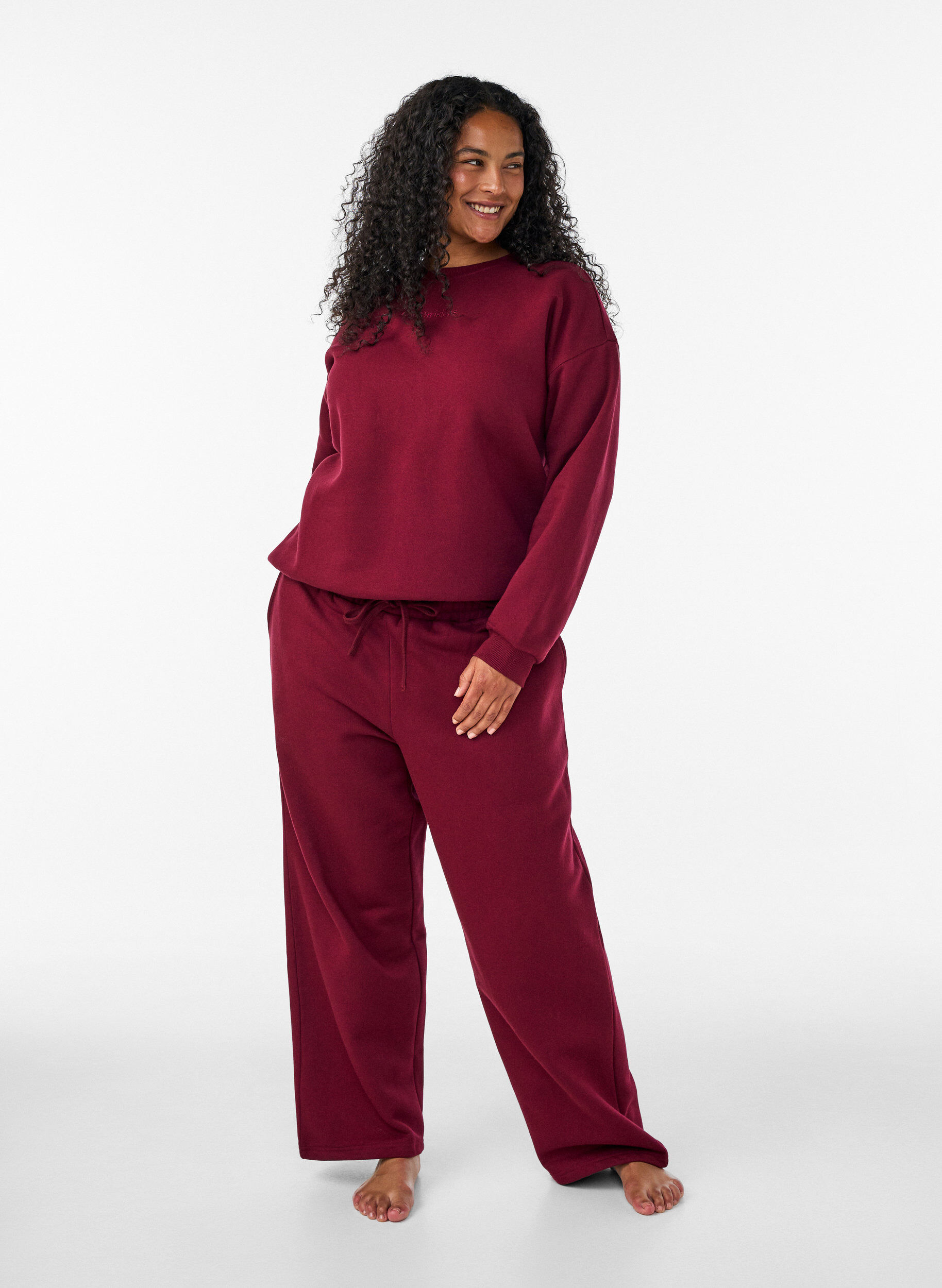 ZizziSweat-shirt avec imprim&eacute; texte, Bordeaux, Model image number 1