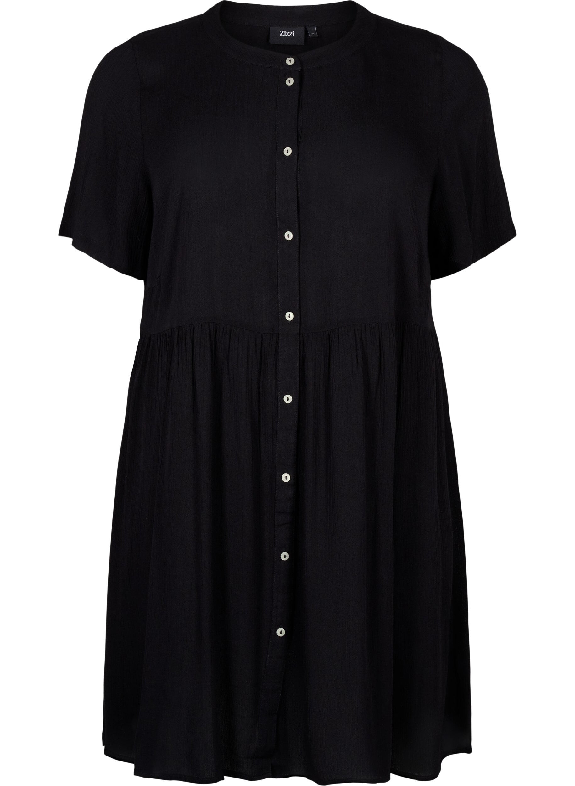 Zizzi Robe &agrave; manches courtes en viscose avec forme en A, Black, Packshot image number 0