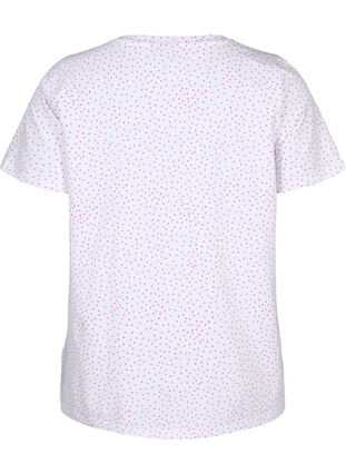 T-shirt en coton avec des points et un col en V, B.White/S. Pink Dot, Packshot image number 1