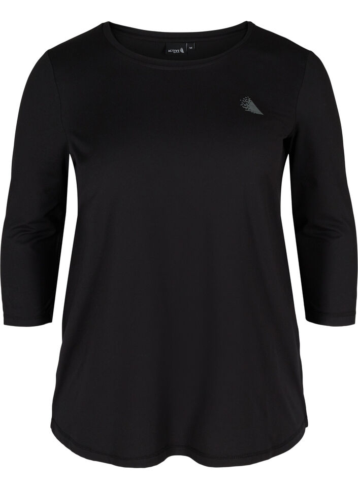 Blouse d'entra&icirc;nement &agrave; manches 3/4, Noir, Packshot