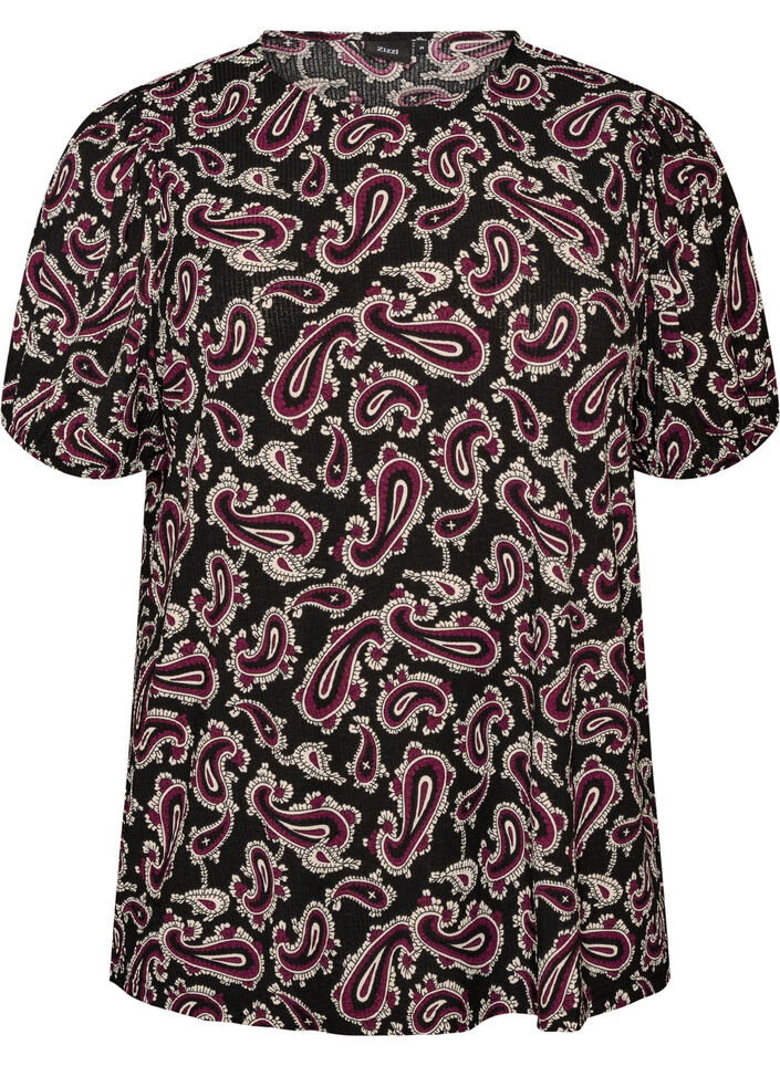 Blouse met lange mouwen en paisleyprint, Donker Bordeaux, Packshot image number 0