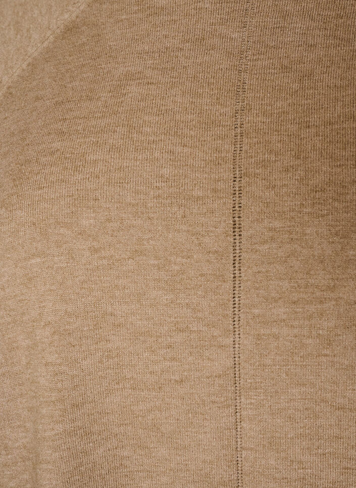 Chemisier en tricot avec col rond et motif tricot, Beige, Packshot image number 2