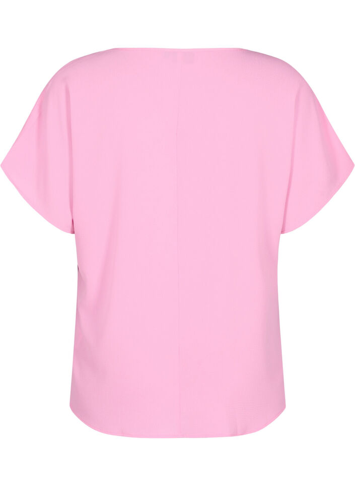 Chemisier &agrave; manches courtes et encolure ronde, Rose, Packshot image number 1