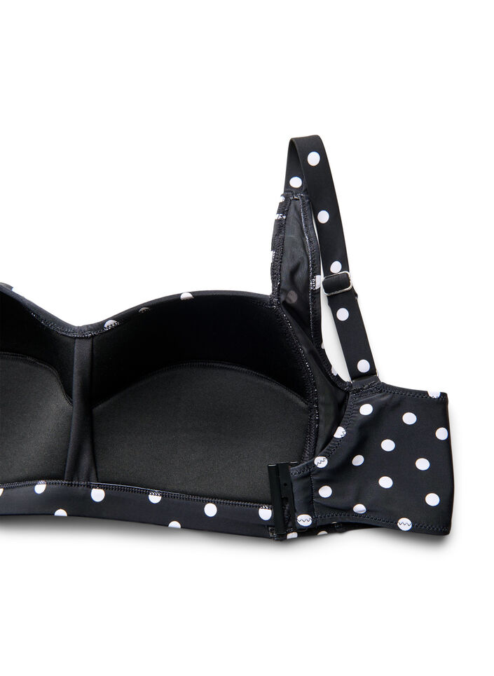 Gewatteerde bikinitop met print, Zwart, Packshot image number 3