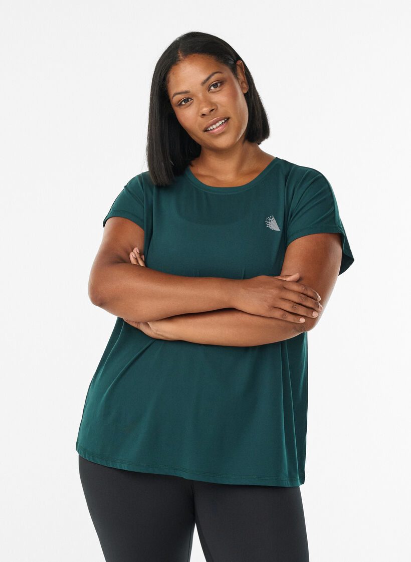 Effen gekleurd trainingsshirt, Groen, Model image number 0