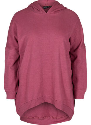 Katoenen sweatshirt met capuchon en high-low effecet, Violet Quartz, Packshot image number 0