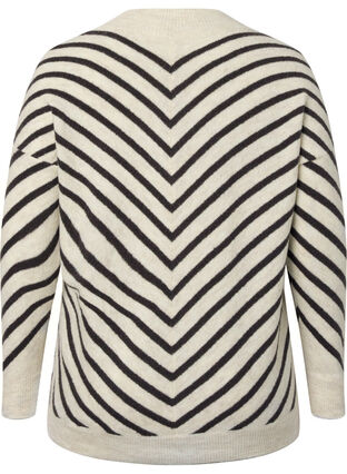 Gebreide blouse met diagonale strepen, Birch Mel. w stripes, Packshot image number 1