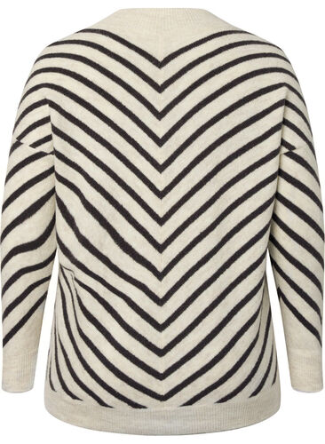  Blouse tricotée avec rayures diagonales, Birch Mel. w stripes, Packshot image number 1