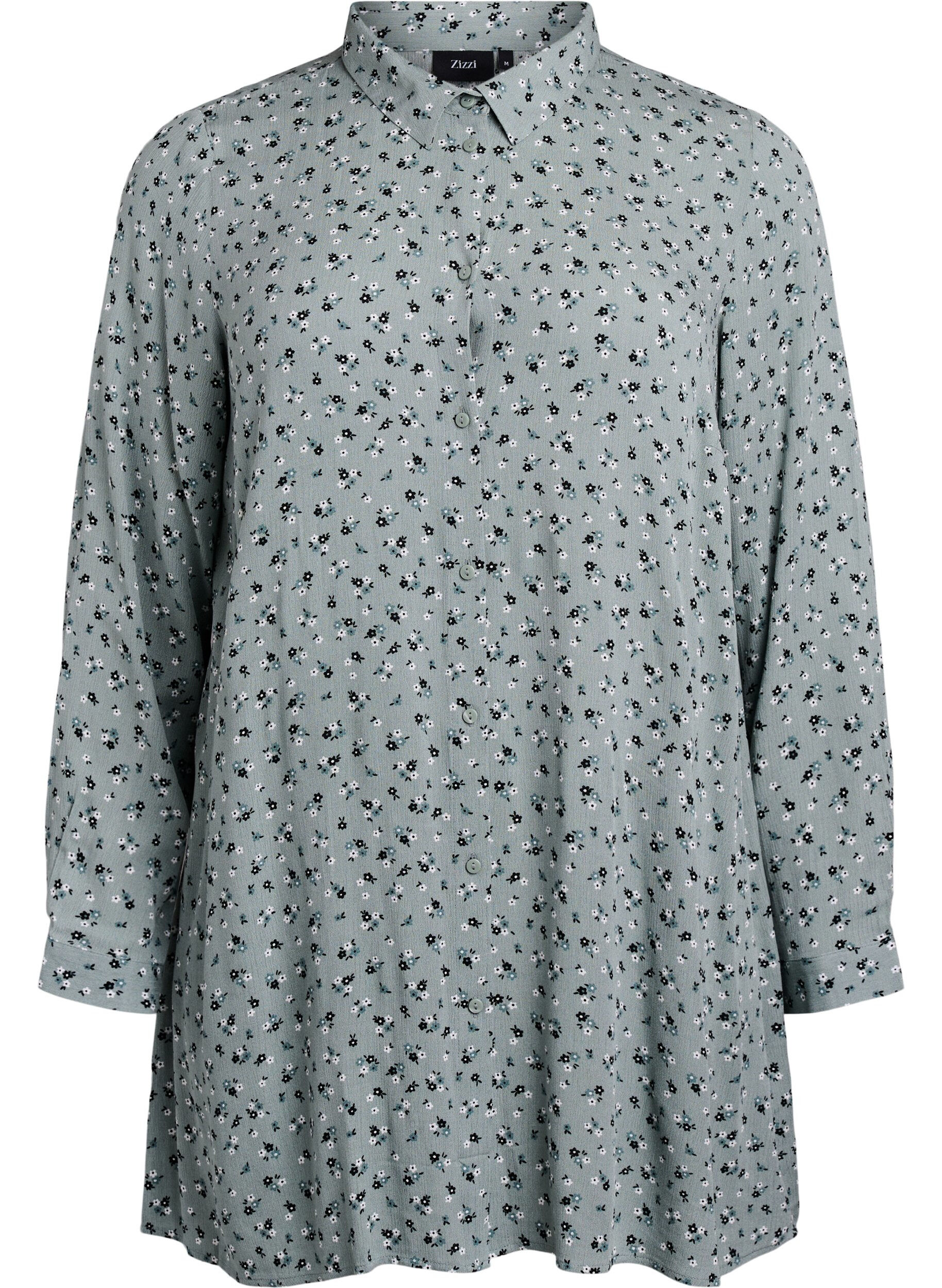 Chemise longue &agrave; imprim&eacute; fleuri