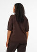 Fijngebreide blouse met korte mouwen, Bruin, Model image number 1