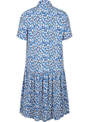 midi-jurk van viscose met korte mouwen, Blue Leo AOP, Packshot image number 1