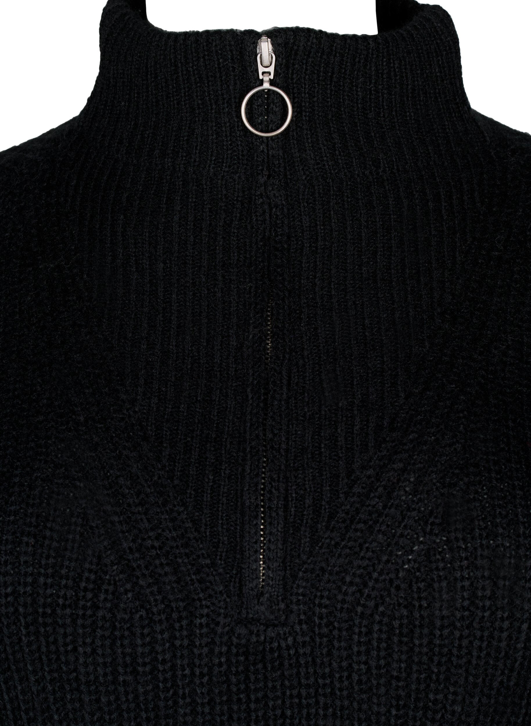 ZizziFLASH - Gebreide jurk met hoge nek, Black, Packshot image number 2