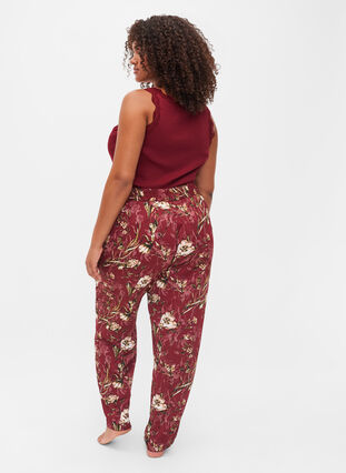 Pantalon de pyjama avec imprimé floral, Cabernet Flower Pr., Model image number 1
