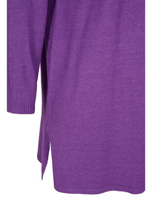 Gebreid vest met split en rib, Purple Magic Mel., Packshot image number 3