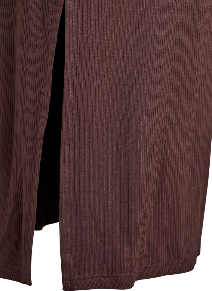 Mouwloze, geribde jurk van viscose, Bruin, Packshot image number 3
