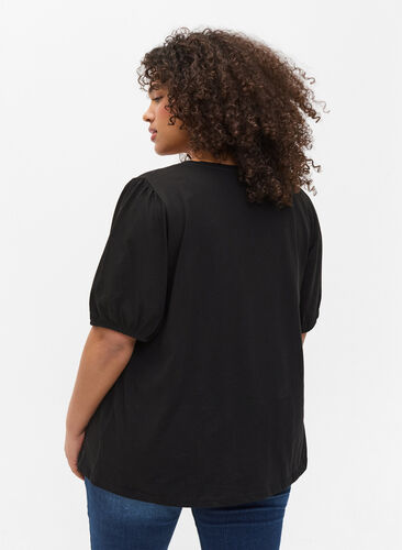 T-shirt ample à manches mi-longues, Black, Model image number 1