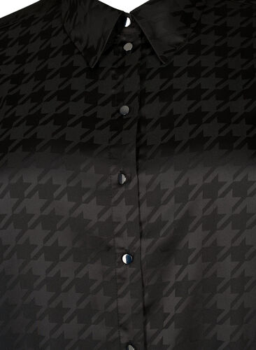 Chemise longue à motif pied-de-poule, Black, Packshot image number 2