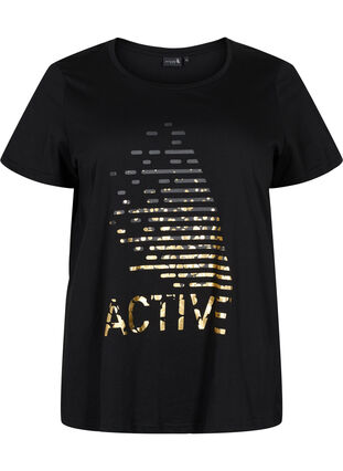 Sport-T-shirt met print, Black gold foil logo, Packshot image number 0