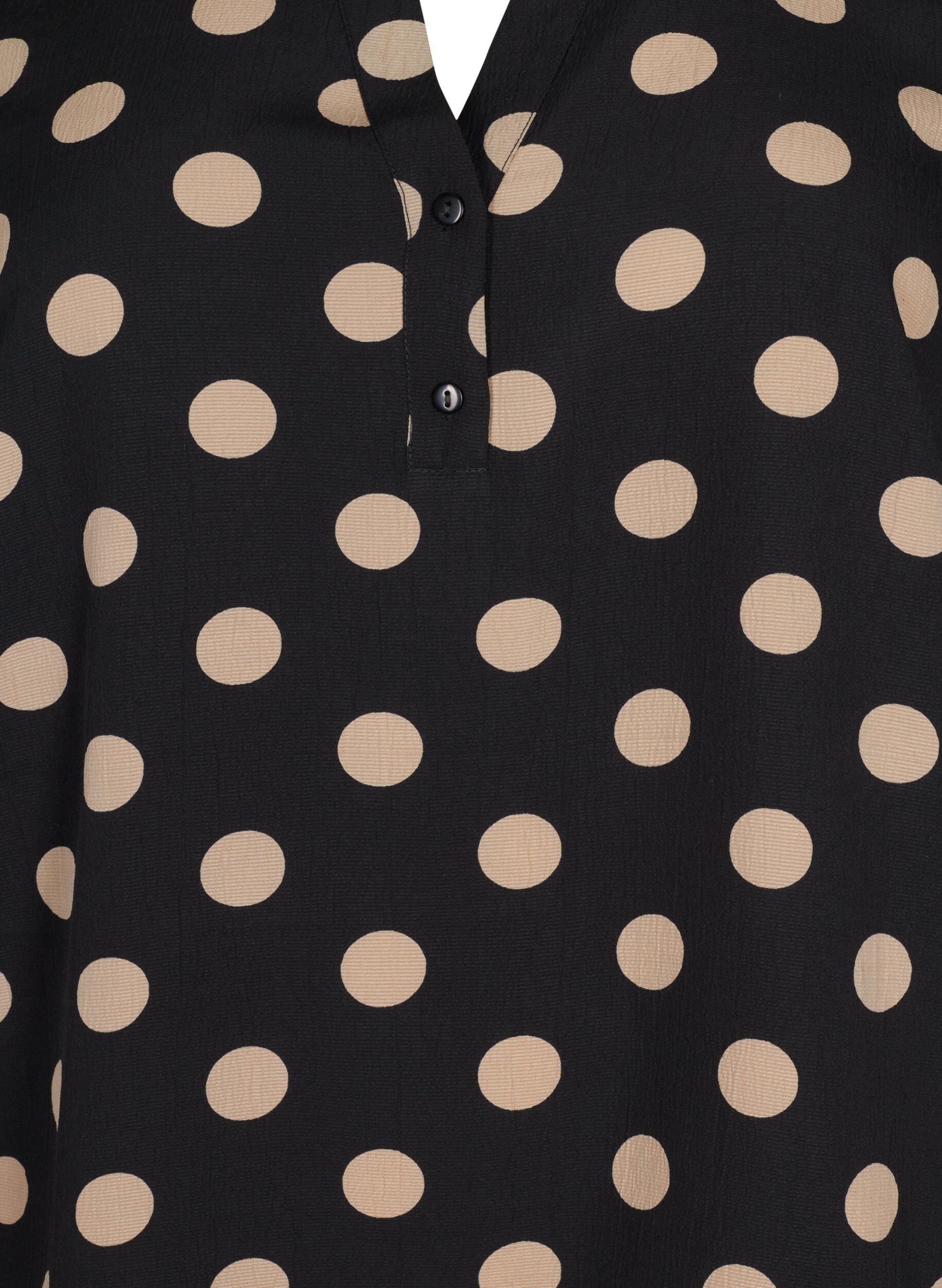 ZizziFLASH - Blouse met lange mouwen en print, Black Brown Dot, Packshot image number 2