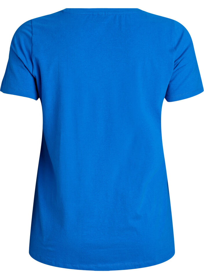 T-shirt en coton uni basique, Bleu, Packshot image number 1