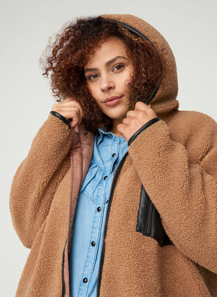 Trendy jas met capuchon en ritssluiting, Burro, Model image number 2