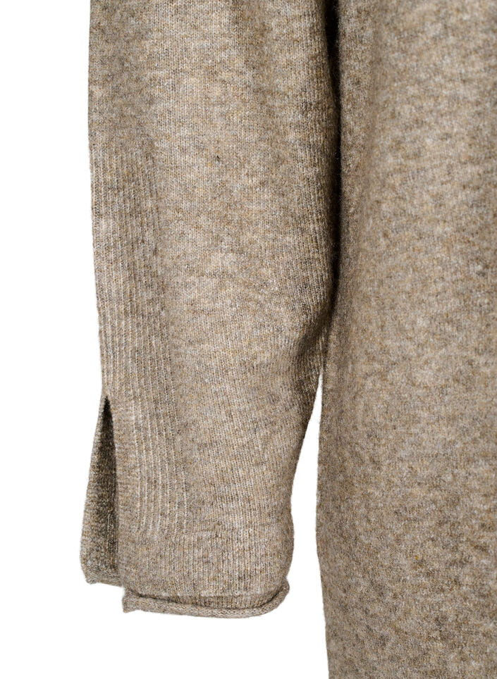 Gebreide jurk met splitten, Walnut Mel., Packshot image number 3