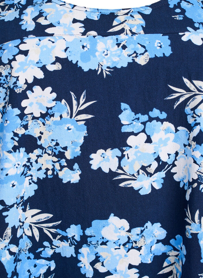 Robe en coton à manches courtes avec imprimé, Bleu, Packshot image number 2