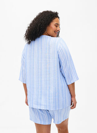 Gestreepte blouse in een mix van linnen en viscose, Serenity Wh.Stripe, Model image number 1