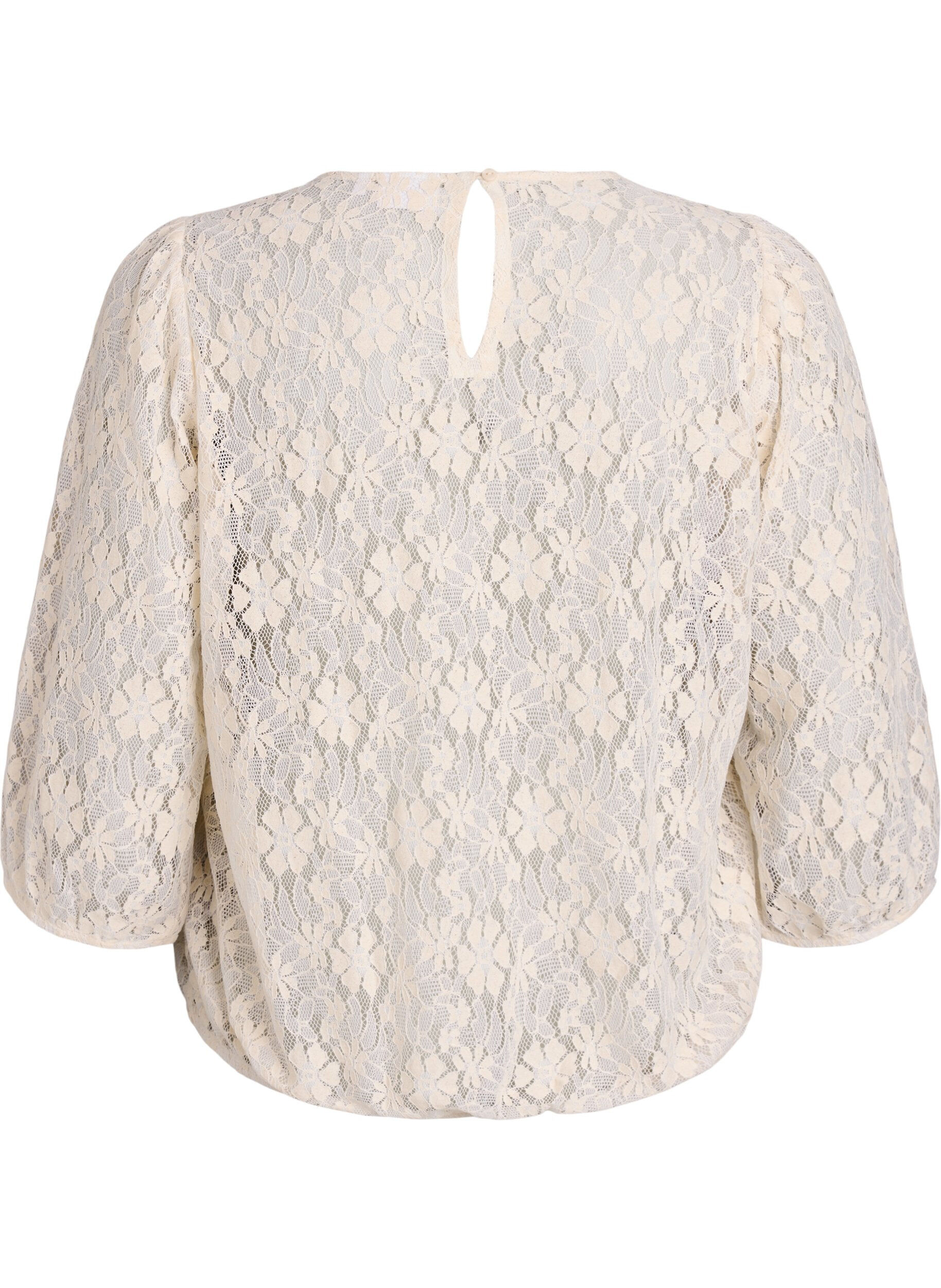 Zizzi Blouse en dentelle avec manches 3/4, Vanille, Packshot image number 1