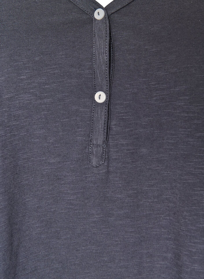 T-shirt met lange mouwen, V-hals en knopen, Grijs, Packshot image number 2