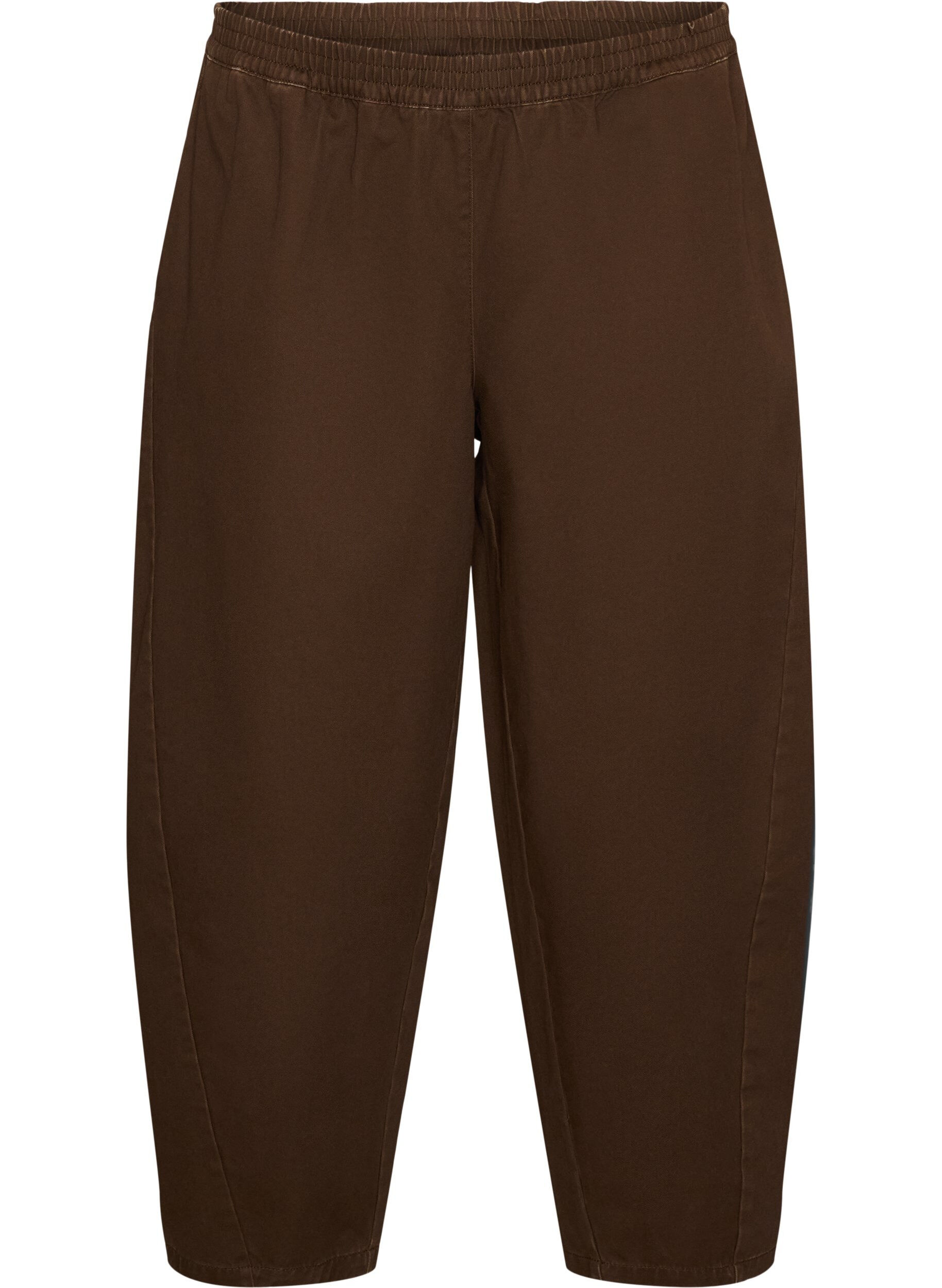 ZizziJean barrel avec taille haute et ceinture &eacute;lastique, Marron, Packshot image number 0