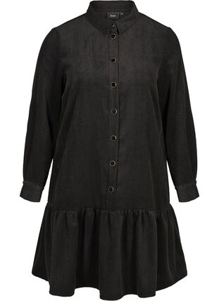 Robe courte en velours avec boutons, Black, Packshot image number 0