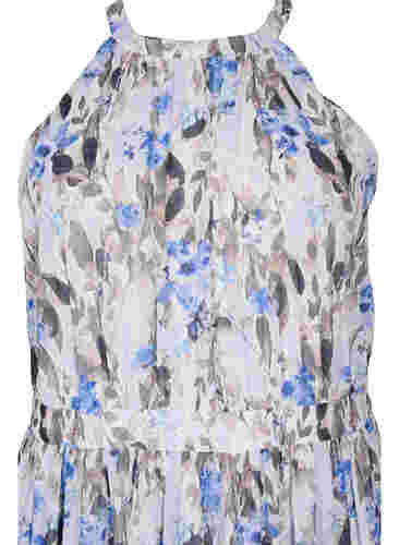 Robe longue à fleurs avec plis, Blue Flower AOP, Packshot image number 2