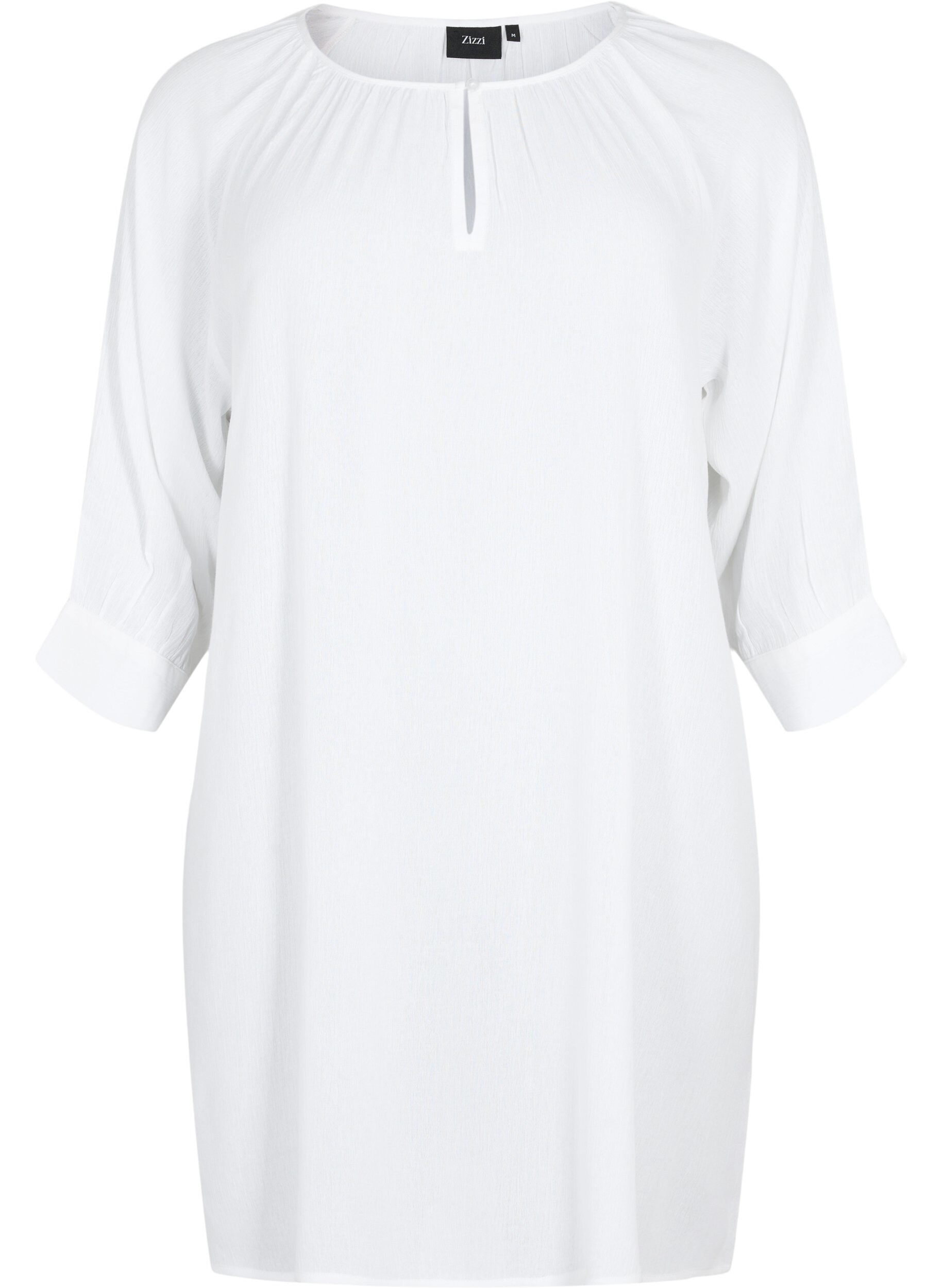 ZizziTuniek van viscose met 3/4-mouwen, Wit, Packshot image number 0