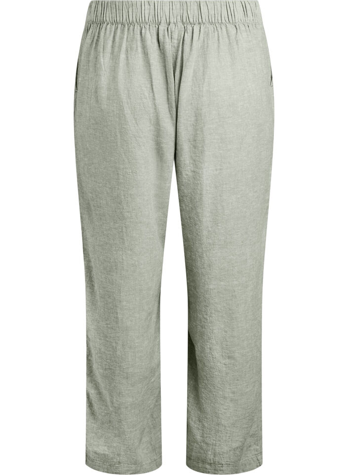 Linnen en viscose broek met losse pasvorm, Groen, Packshot image number 1