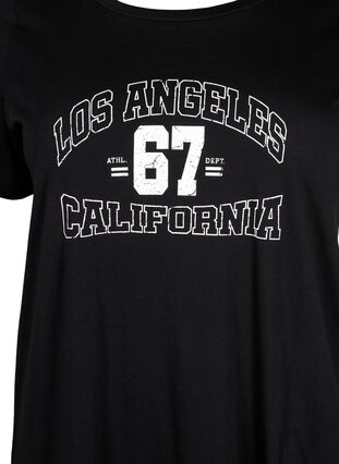 Katoenen t-shirt met opdruk op de voorkant, Black LOS ANGELES, Packshot image number 2