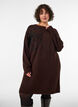 Jumper jurk met grote bloem applicatie, Bruin, Model image number 0
