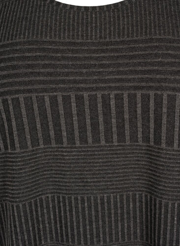 Blouse avec manches 3/4 et motif rayé, Dark Grey Melange, Packshot image number 2