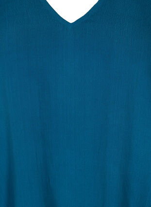 Viscose top met 2/4 mouwen en plooien, Moroccan Blue, Packshot image number 2