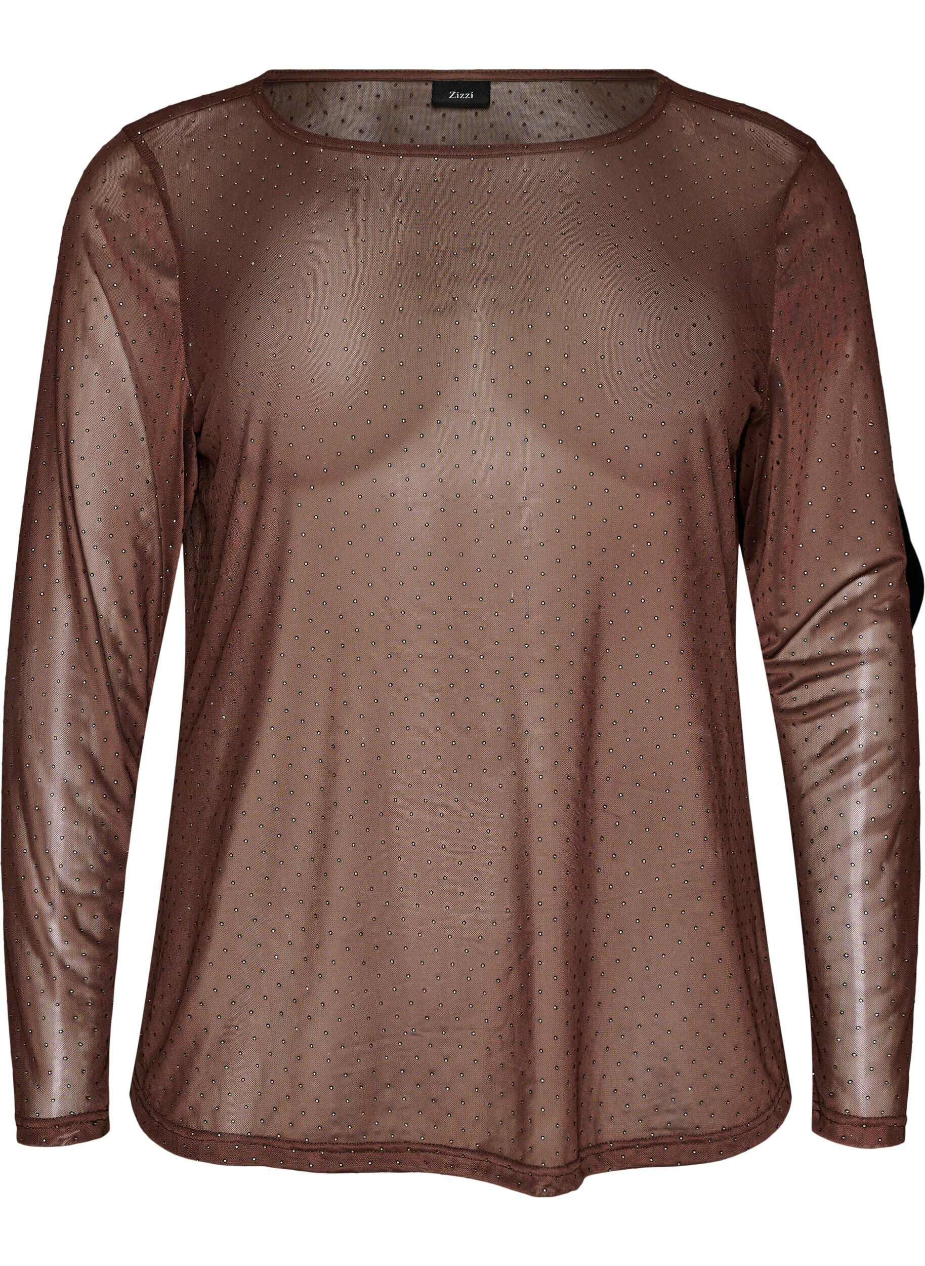 Blouse en maille transparente avec strass