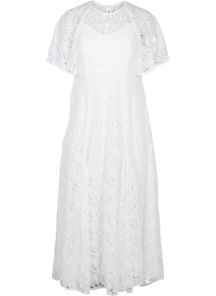 Robe de mariée en dentelle à manches courtes, Star White, Packshot image number 0