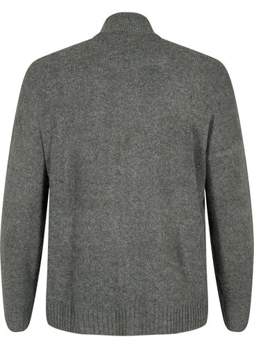 Cardigan en tricot avec fermeture éclair et poches, Dark Grey Melange, Packshot image number 1