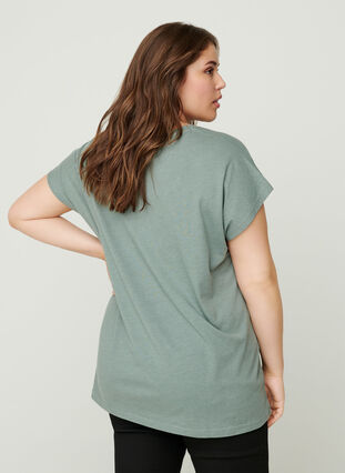 T-shirt met v-hals, Balsam Green, Model image number 1