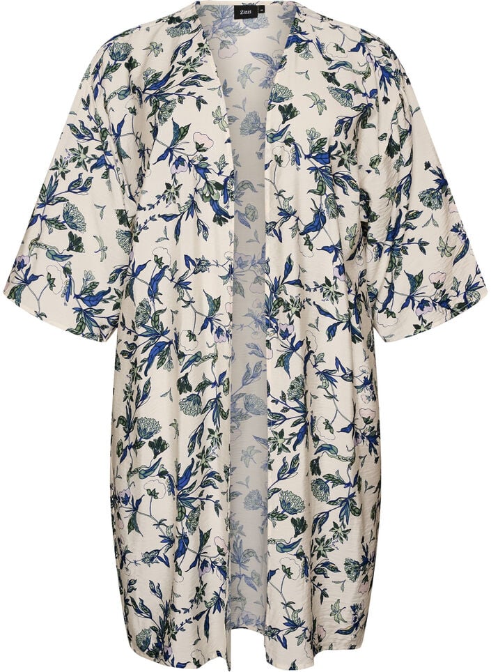 Kimono en viscose avec manches 3/4, Bleu, Packshot image number 0