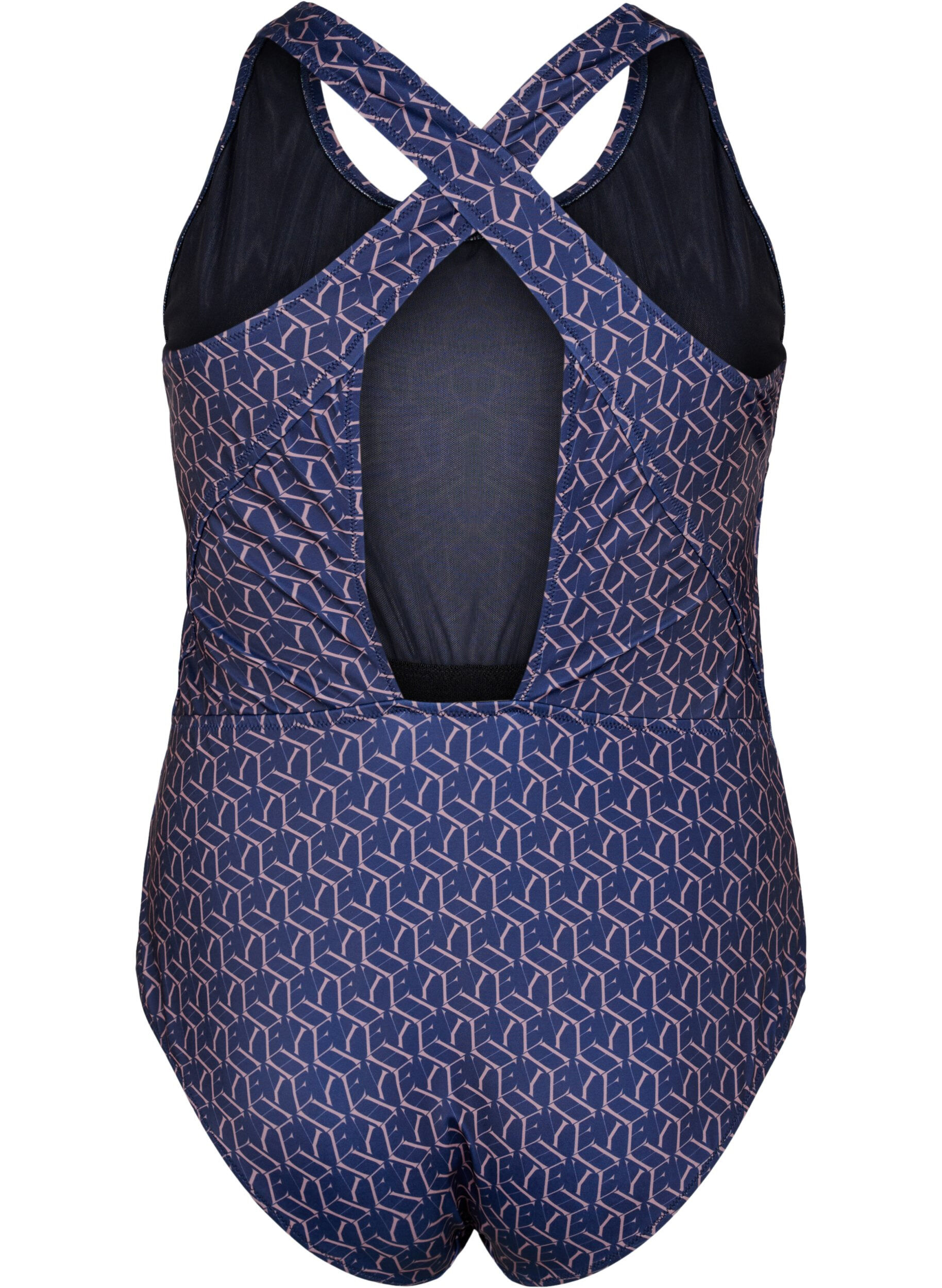 ZizziBadpak met print en gekruiste rug, Text Print, Packshot image number 1