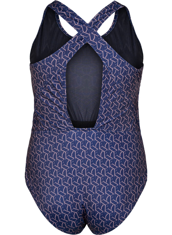 Badpak met print en gekruiste rug, Text Print, Packshot image number 1