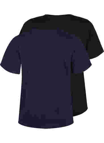 FLASH - T-shirts 2-pack à col en V, Navy Blazer/Black, Packshot image number 1