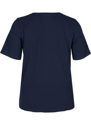 T-shirt à manches courtes en qualité côtelée, Navy Blazer, Packshot image number 1
