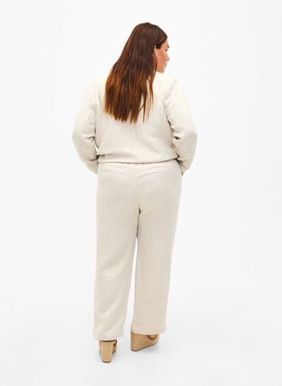 Pantalon van een materiaalmix met linnen, Rainy Day, Model image number 1